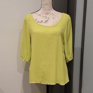 Sheer Bright Green Low Back Blouse w/ Bow